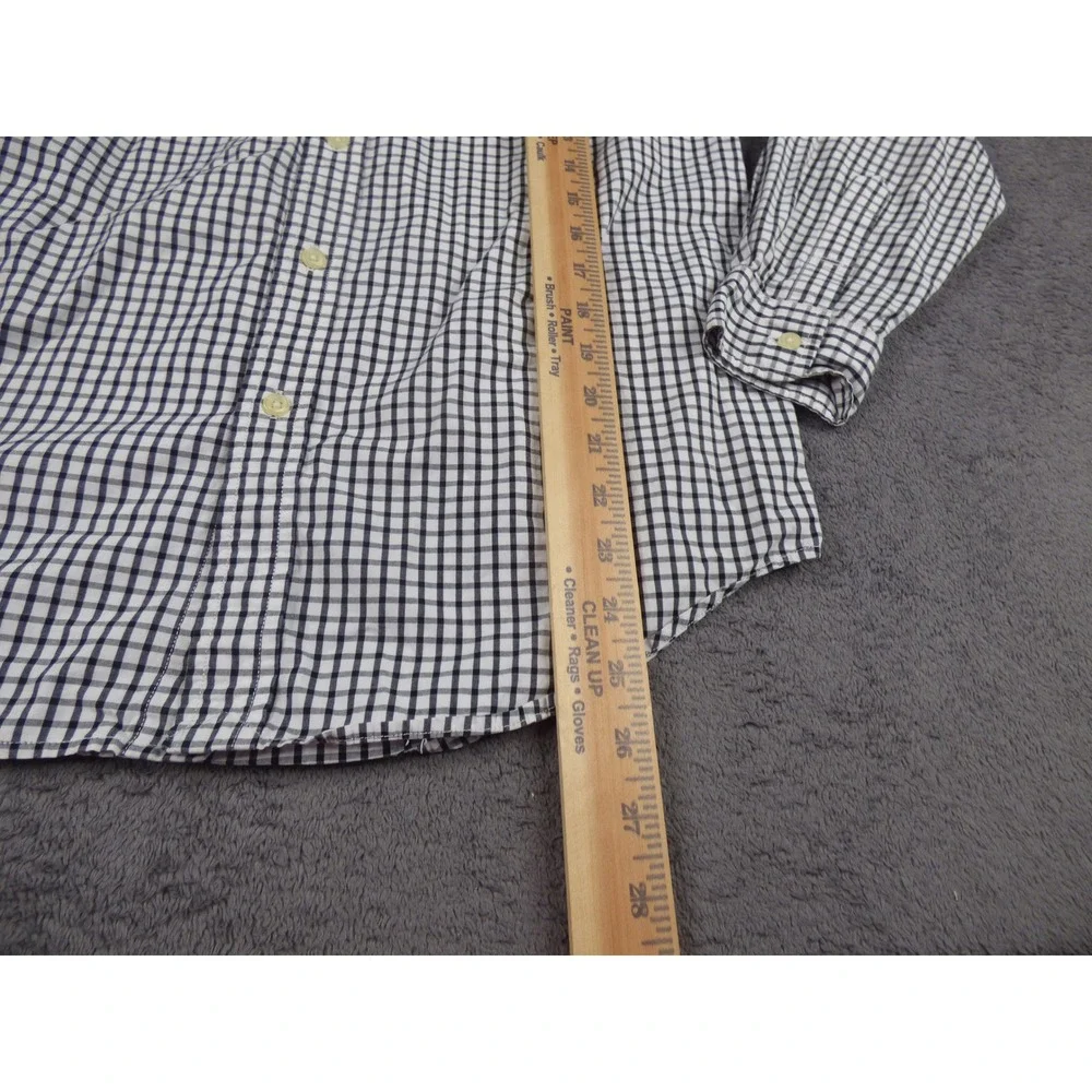 Ralph Lauren Boys Large Gingham Check Button Down Shirt Navy White Cotton L